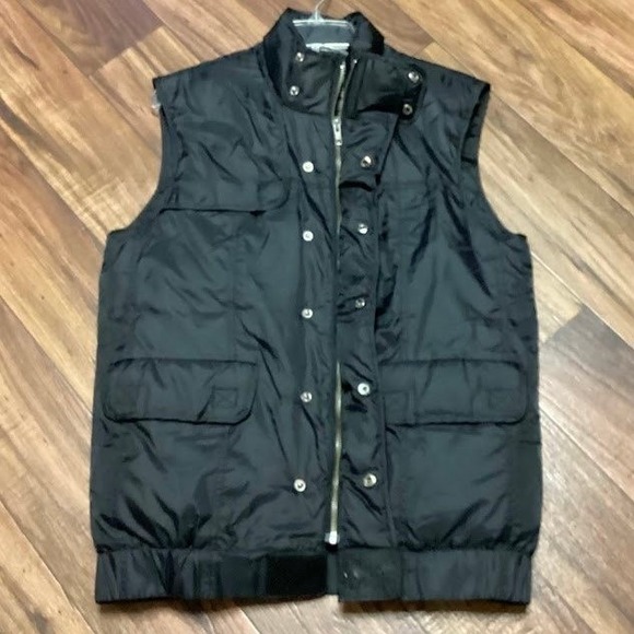 Joe's Jeans Black Puffer Vest, Sleeveless Jacket Plaid Lined Snap Button Utility - Picture 2 of 10